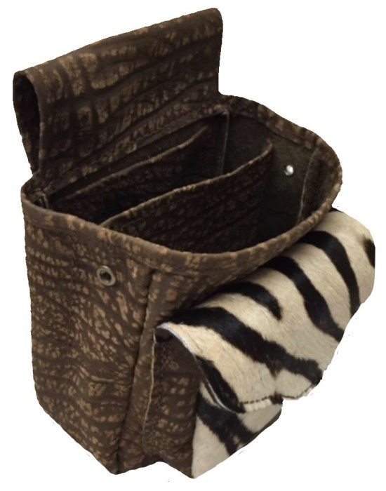 (image for) Burchell Zebra Pocket & Brown Cape Buffalo Shotgun Shell Belt Pouch Deluxe